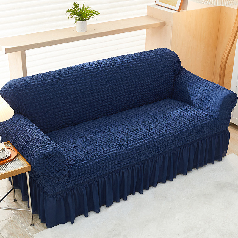 Solid Color Fresh-Chic Seersucker Sofa Cover
