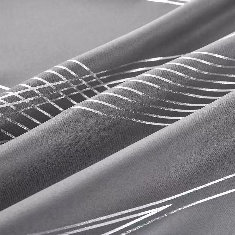 Modern Minimalist Wave Pattern Grommet Hot-Stamped Printed Curtain