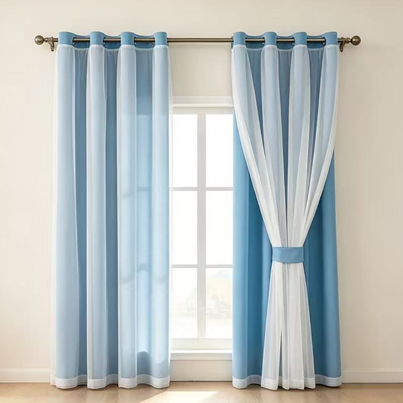 Sheer Grommet Sky Blue Double-Layer High-Precision Curtain