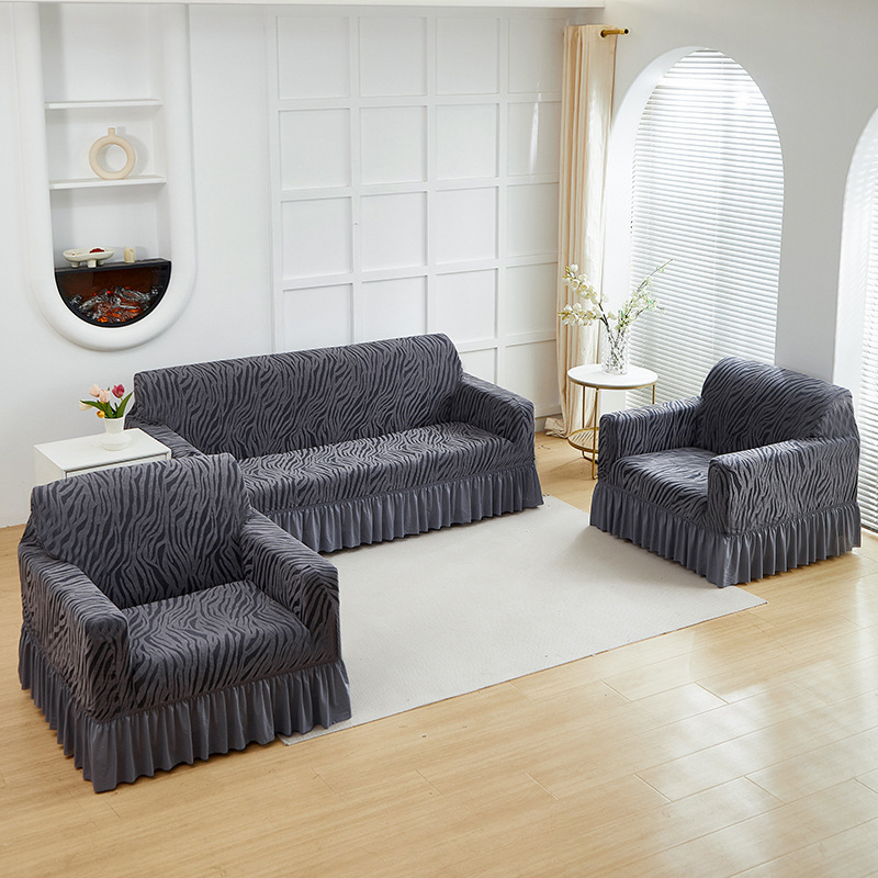 Universal Wave-Ruffle Skirted Cationic Sofa Cover